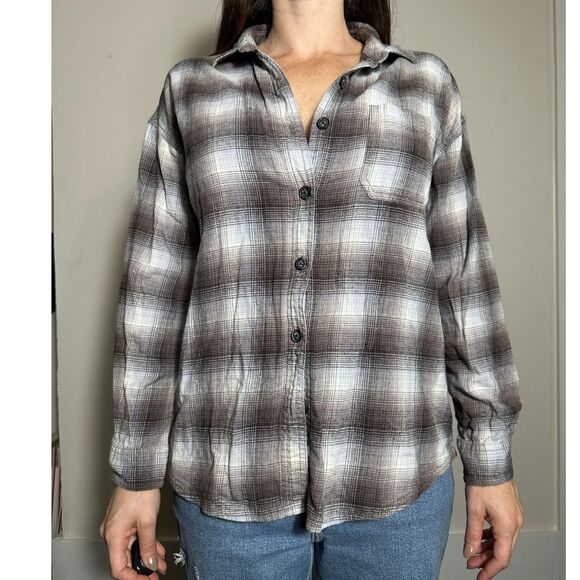 Garage Gray Brown Plaid Size XS/S - Picture 1 of 3